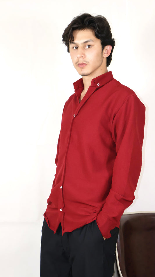 Novira Classic Maroon Slim Fit Shirt